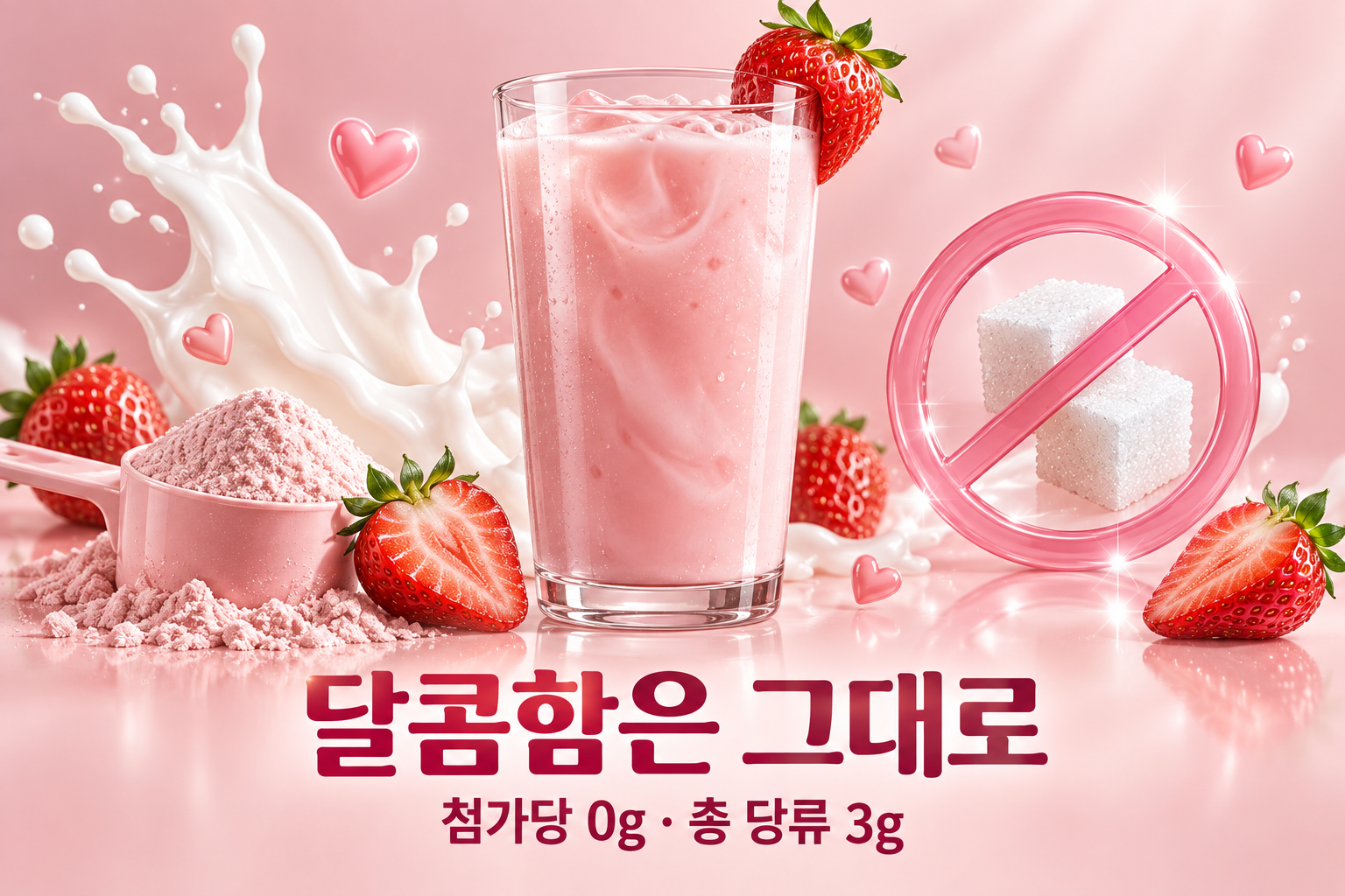 달콤함은 그대로, 첨가당 0g과 총 당류 3g을 표현한 SWEETY 일러스트